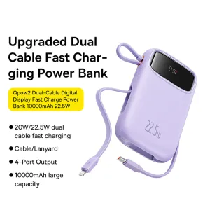 Baseus Qpow2 Dual-Cable Fast Charging Power Bank 10000mAh 22.5W - Nebula Purple