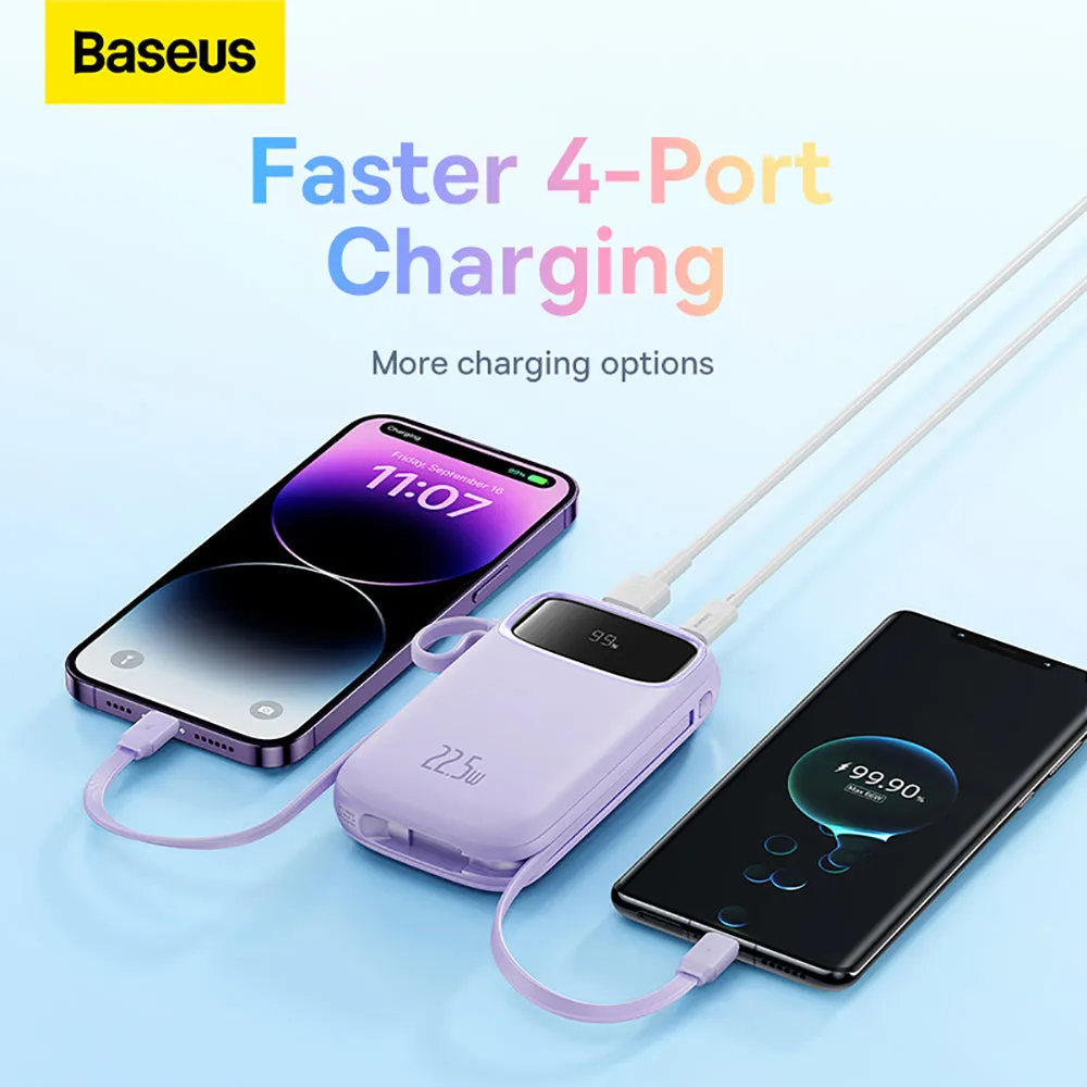 Baseus Qpow2 Dual-Cable Fast Charging Power Bank 10000mAh 22.5W - Nebula Purple