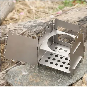Basket Wood Burning Stove, Camping Stove, Rocket Stove, Portable Backpacking Stove for Outdoor Camping Picnic BBQ (Color : Silver, Size : 13.2x13.2x16.2cm) (Silver 18x18x19cm) (Silver 18x18x19c