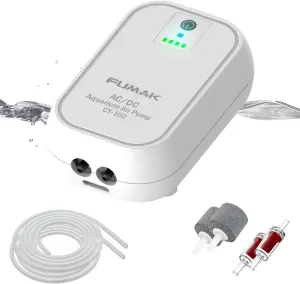 Battery Powered Aquarium Air Pump USB Air Bubbler for Bait Bucket, All-in-1 Fish Tank Air Pump Set, Portable Rechargeable Aerator for Outdoor Fishing, Power Outage & Emergency