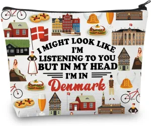 BDPWSS Denmark Travel Makeup Bag Denmark Vacation Gift Europe Denmark Landmarks Gift Denmark Souvenir Gift Danish Themed Gift (Might Denmark)