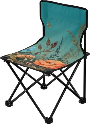 Beautiful Colorful Butterflies Portable Outdoor Folding Chair Anti-Slip Padded Oxford Cloth Stool Camping Chair Small for Beach Hiking Fishing Gardening Quad Camp Chair