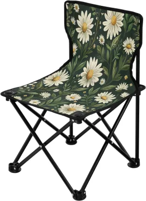 Beautiful Daisy Portable Outdoor Folding Chair Anti-Slip Padded Oxford Cloth Stool Camping Chair Small for Beach Hiking Fishing Gardening Quad Camp Chair