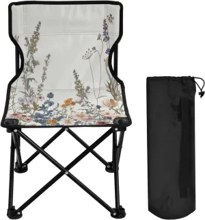 Beautiful Flowering Portable Outdoor Folding Chair Anti-Slip Padded Oxford Cloth Stool Camping Chair Small for Beach Hiking Fishing Gardening Quad Camp Chair