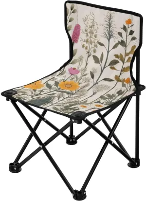Beautiful Flowers Portable Outdoor Folding Chair Anti-Slip Padded Oxford Cloth Stool Camping Chair Small for Beach Hiking Fishing Gardening Quad Camp Chair