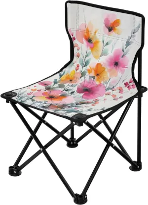Beautiful Wildflowers Portable Outdoor Folding Chair Anti-Slip Padded Oxford Cloth Stool Camping Chair Small for Beach Hiking Fishing Gardening Quad Camp Chair