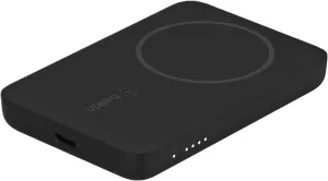 Belkin Portable Charger, MagSafe Compatible Wireless Power Bank - 7.5W Wireless Charger - Portable Magnetic Battery Pack for iPhone 16, 15, 14, 13, Plus, Pro, Pro Max, Mini, AirPods, & More - Black