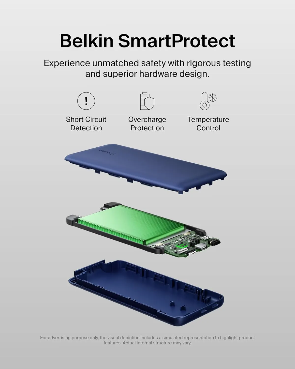 Belkin Portable Charger, Power Bank 10,000mAh, 23W w/Integrated Lightning Cable & USB-C Cable - iPhone Charger Battery Pack for Apple iPhone 16, 15, 14, Galaxy S25, Pixel 9, Travel Essentials - Blue