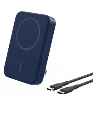Belkin Portable Charger, Wireless Power Bank 10,000mAh w/ Qi2, MagSafe Compatible   Built-in Pop-up Kickstand - Compatible w/iPhone 16, 15, 14, Plus, Pro, Pro Max, and More - Blue
