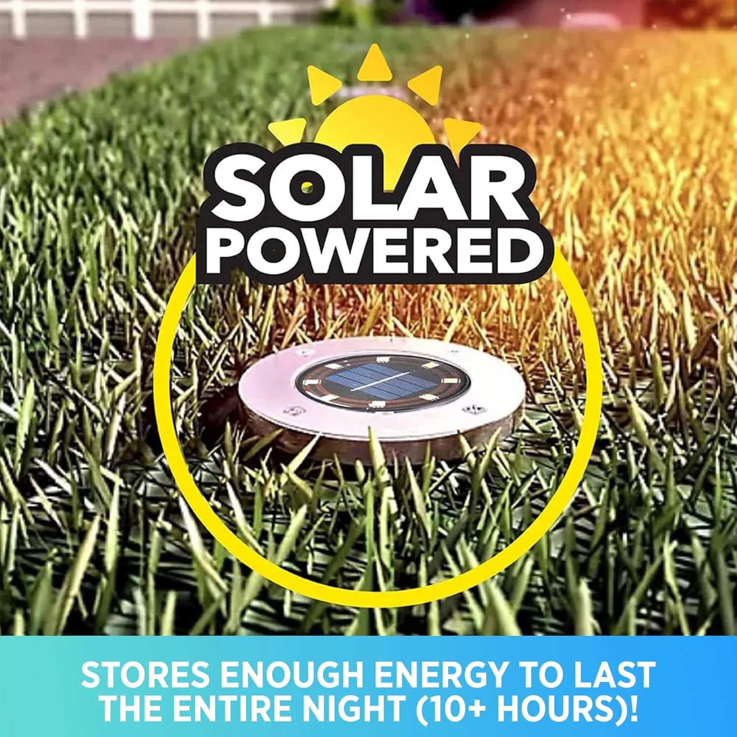 Bell Howell Swivel Disk Lights Deluxe Set of 4 Inground Solar Lights with 8 LED Bulbs Solar Power Outdoor Lights for Yard, Garden and Lawn – Wireless, Stakes Included - As Seen On TV