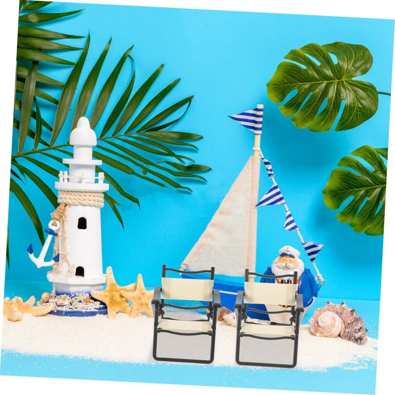 BESPORTBLE 4sets Micro Landscape Miniature Chair Miniature Beach Chair Model Dollhouse Furniture Folding Simulated Beach 2pcs*4