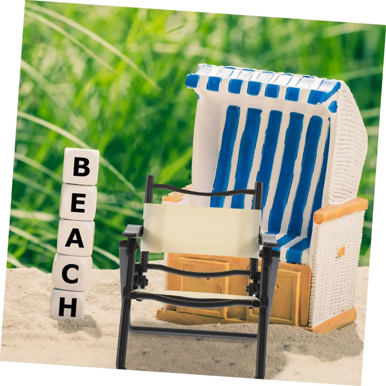 BESPORTBLE 4sets Micro Landscape Miniature Chair Miniature Beach Chair Model Dollhouse Furniture Folding Simulated Beach 2pcs*4