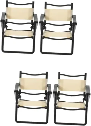 BESPORTBLE 4sets Micro Landscape Miniature Chair Miniature Beach Chair Model Dollhouse Furniture Folding Simulated Beach 2pcs*4