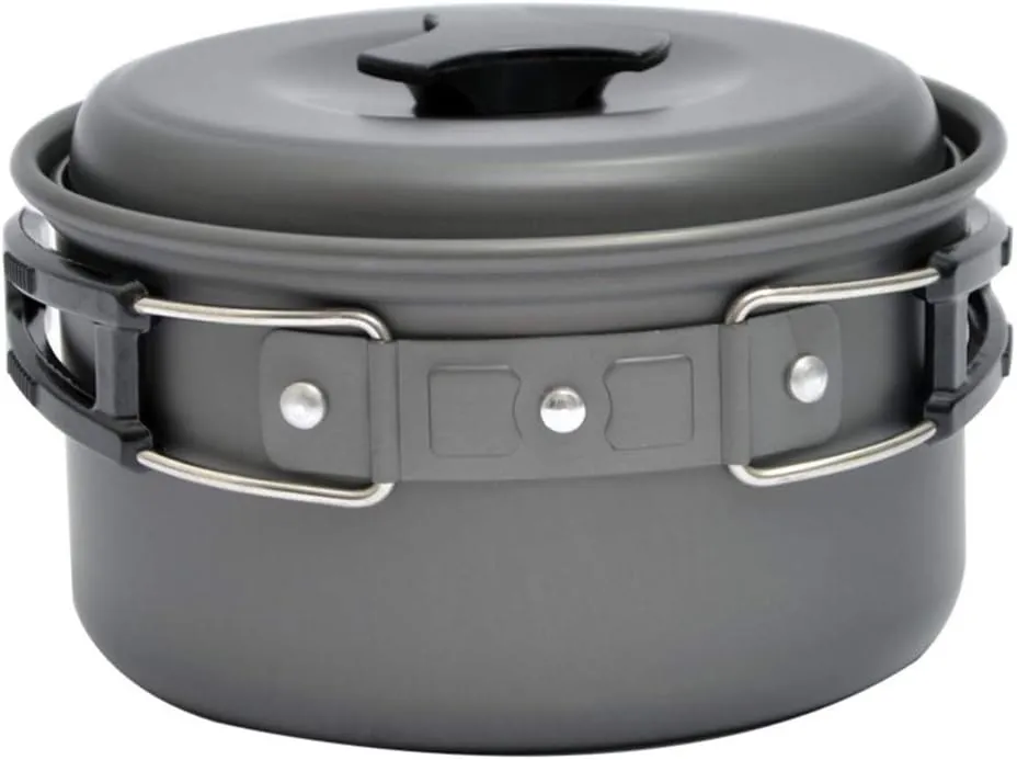 BESPORTBLE Camping Portable Cookware Nonstick Pan Aluminum Pot Hiking Pot Travel Folding Camping Set