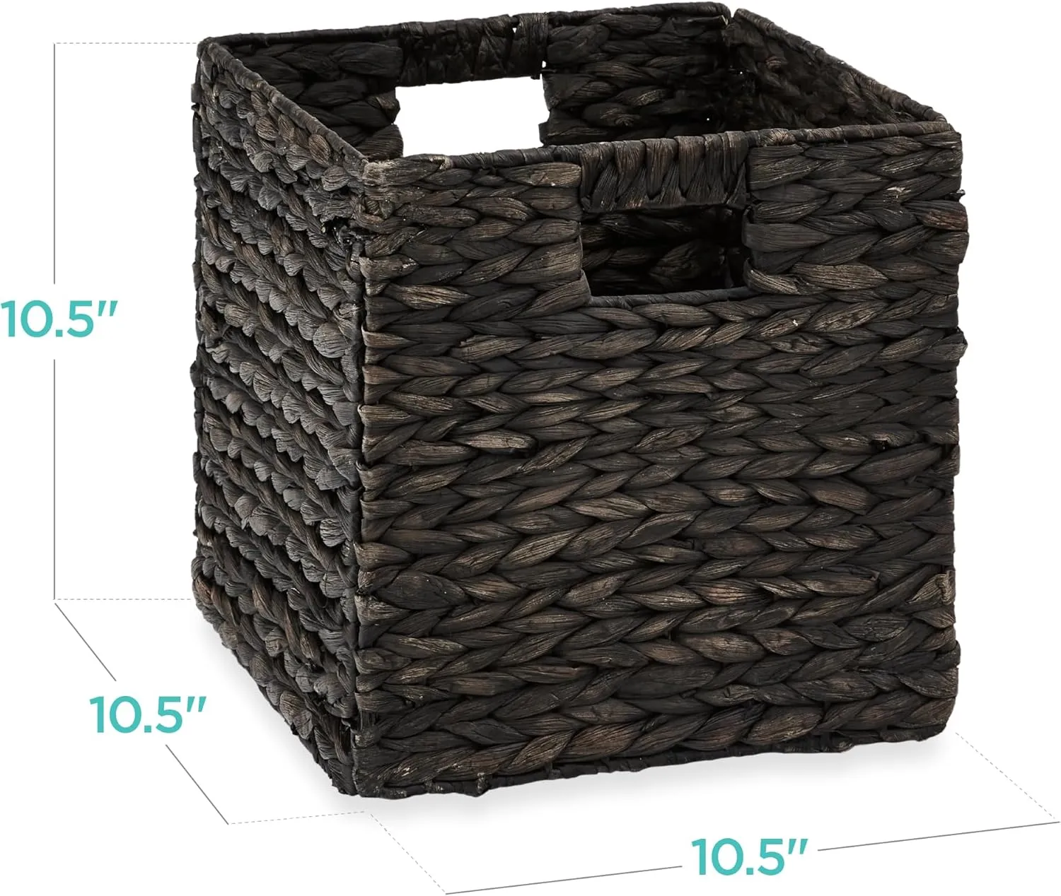 Best Choice Products 10.5x10.5in Hyacinth Baskets, Rustic Set Of 5 Multipurpose Collapsible Storage Organizer, Handwoven Laundry Totes for Bedroom, Living Room, Shelves - Black