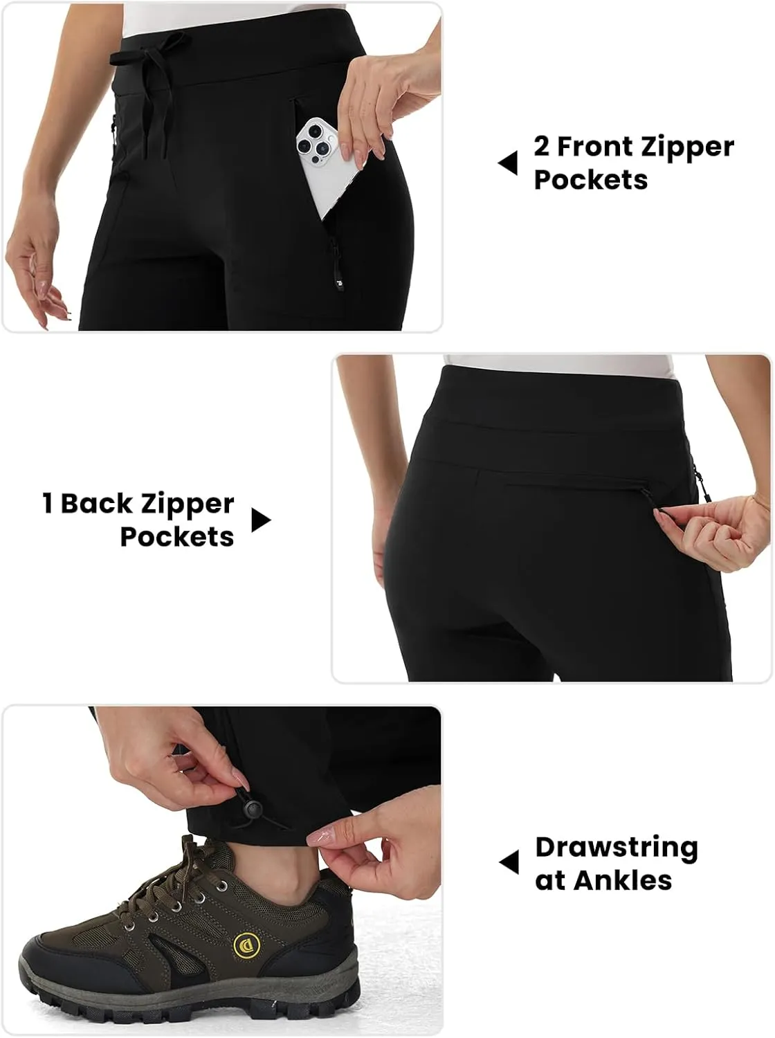 BGOWATU Women's Hiking Pants Lightweight Quick Dry Casual Joggers with Zipper Pockets Athletic Water Resistant Outdoor