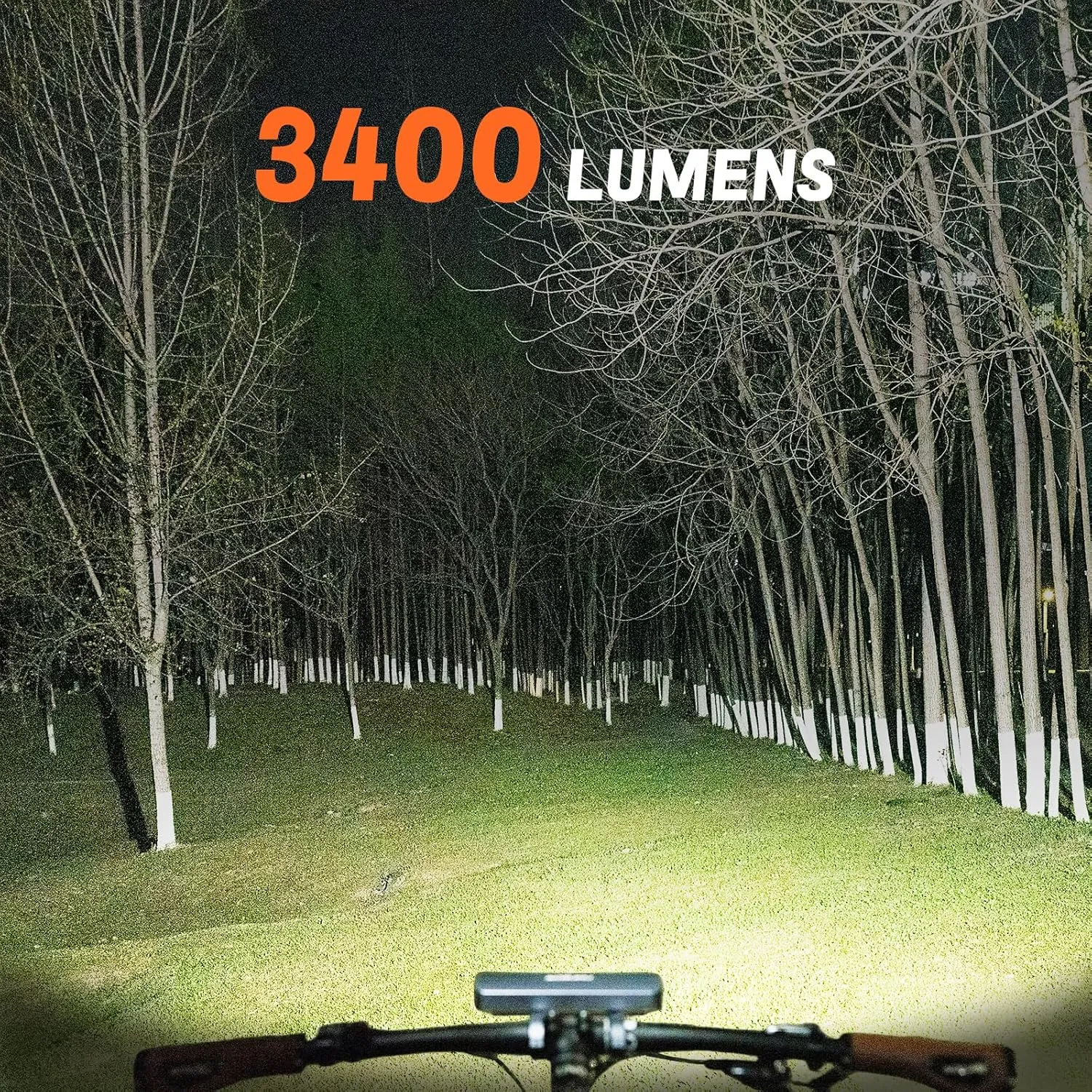 Bike Headlight and Tail Light Set - 3400 Lumens Super Bright USB-C Rechargeable Bicycle Lights, IP67 Waterproof 8000mAh Power Bank, 9 3 Modes, Tool-Free Mount for E-Bikes/Motorcycles
