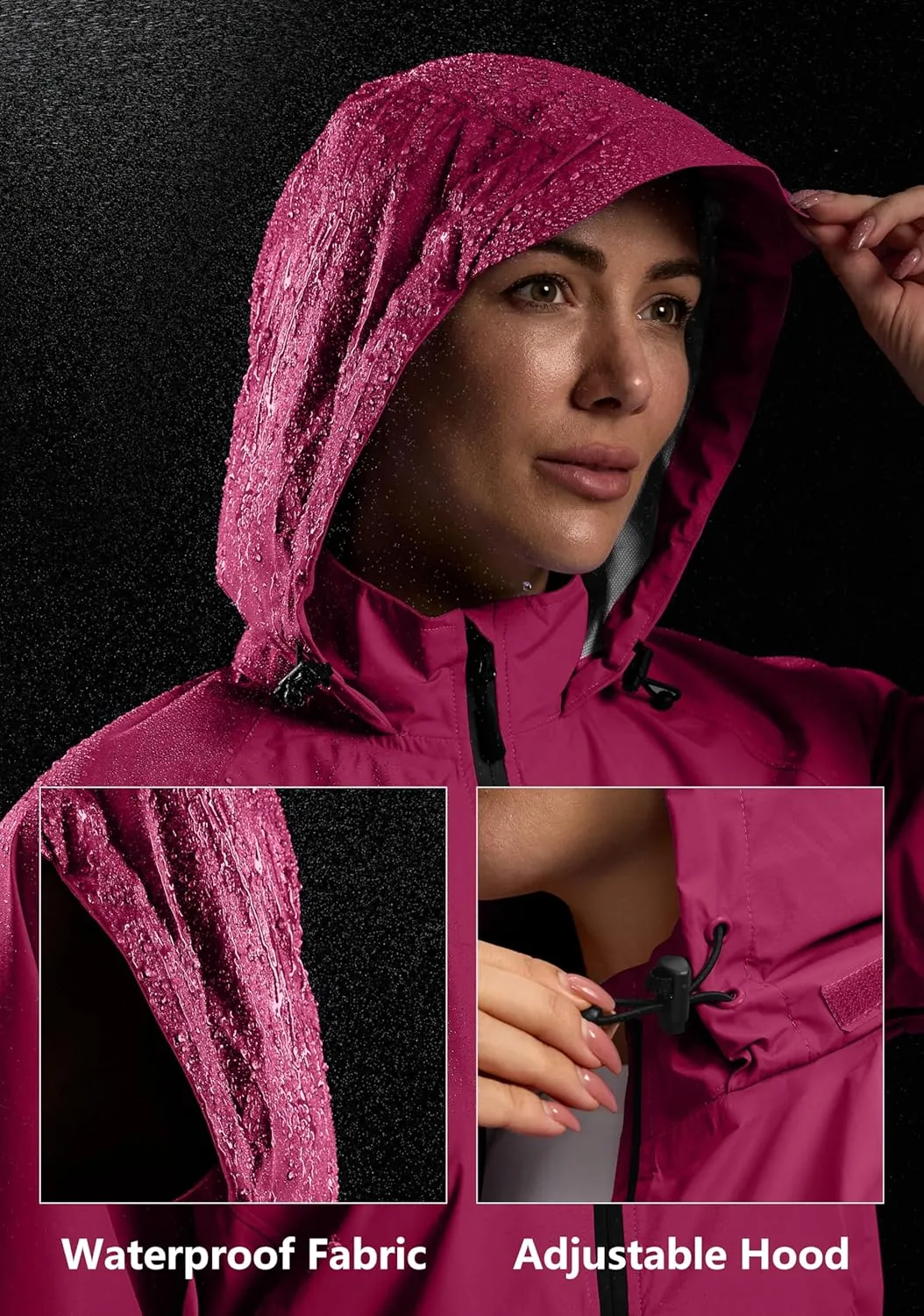 Bikewa Women's Cycling Rain Jackets Waterproof Windbreaker Lightweight Running Windproof Reflective Jacket Packable Hooded
