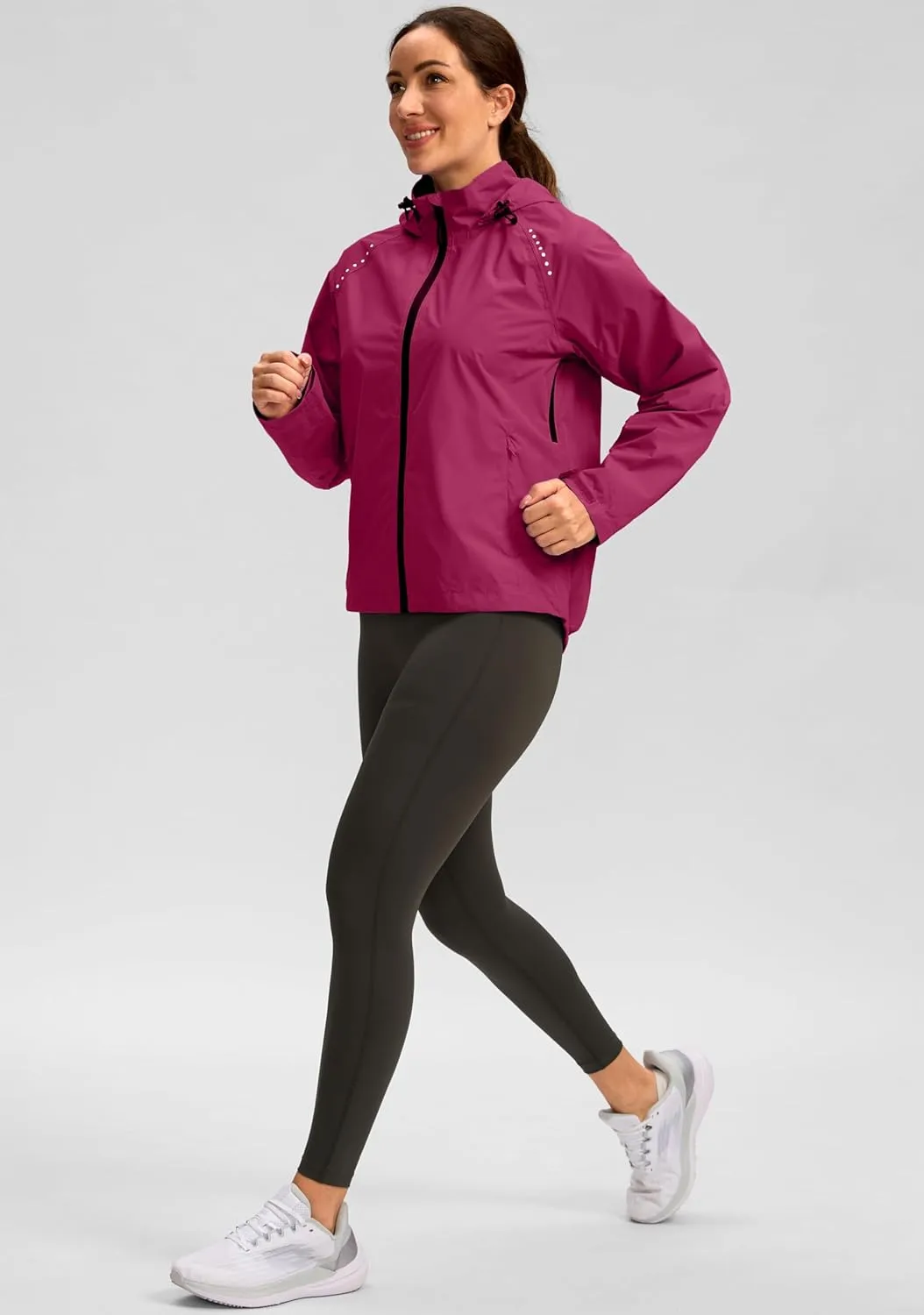 Bikewa Women's Cycling Rain Jackets Waterproof Windbreaker Lightweight Running Windproof Reflective Jacket Packable Hooded