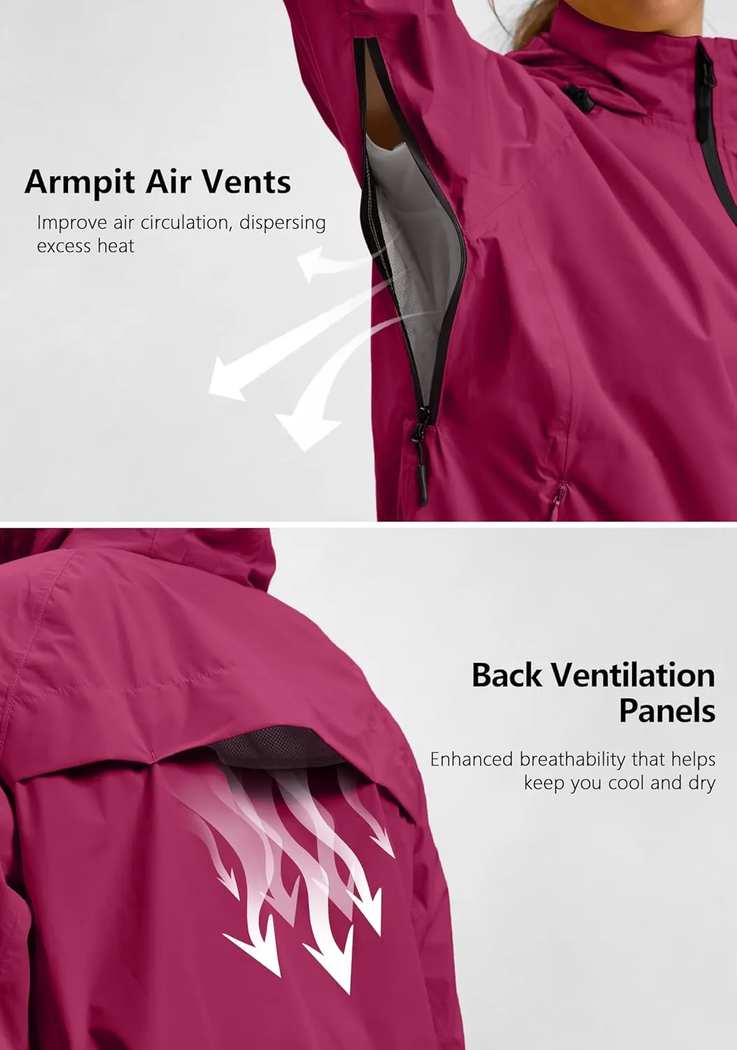 Bikewa Women's Cycling Rain Jackets Waterproof Windbreaker Lightweight Running Windproof Reflective Jacket Packable Hooded