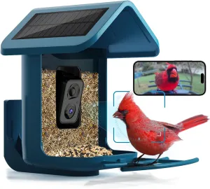 Bird Feeder with Camera Solar Powered : Smart Camera Bird Feeder 2K Live Feed Cam for Outdoor Backyard - AI Identify Auto Capture Videos Pictures, Gifts for Birdlover Mom Dad, 2.4GHz WiFi