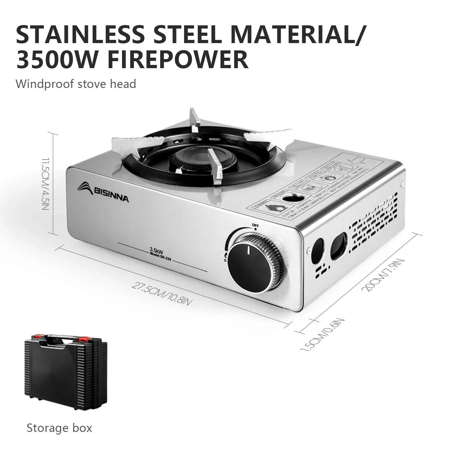 BISINNA Camping Gas Stove Portable Stainless Steel Gas Burner Cassette Furnace for Picnic Hiking Trips
