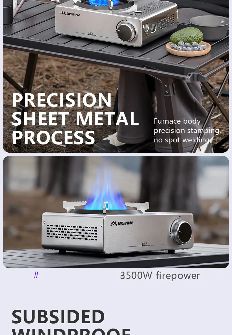 BISINNA Camping Gas Stove Portable Stainless Steel Gas Burner Cassette Furnace for Picnic Hiking Trips