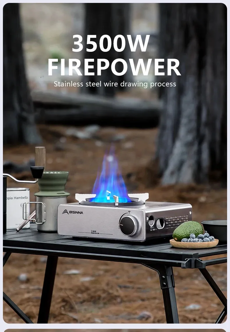 BISINNA Camping Gas Stove Portable Stainless Steel Gas Burner Cassette Furnace for Picnic Hiking Trips