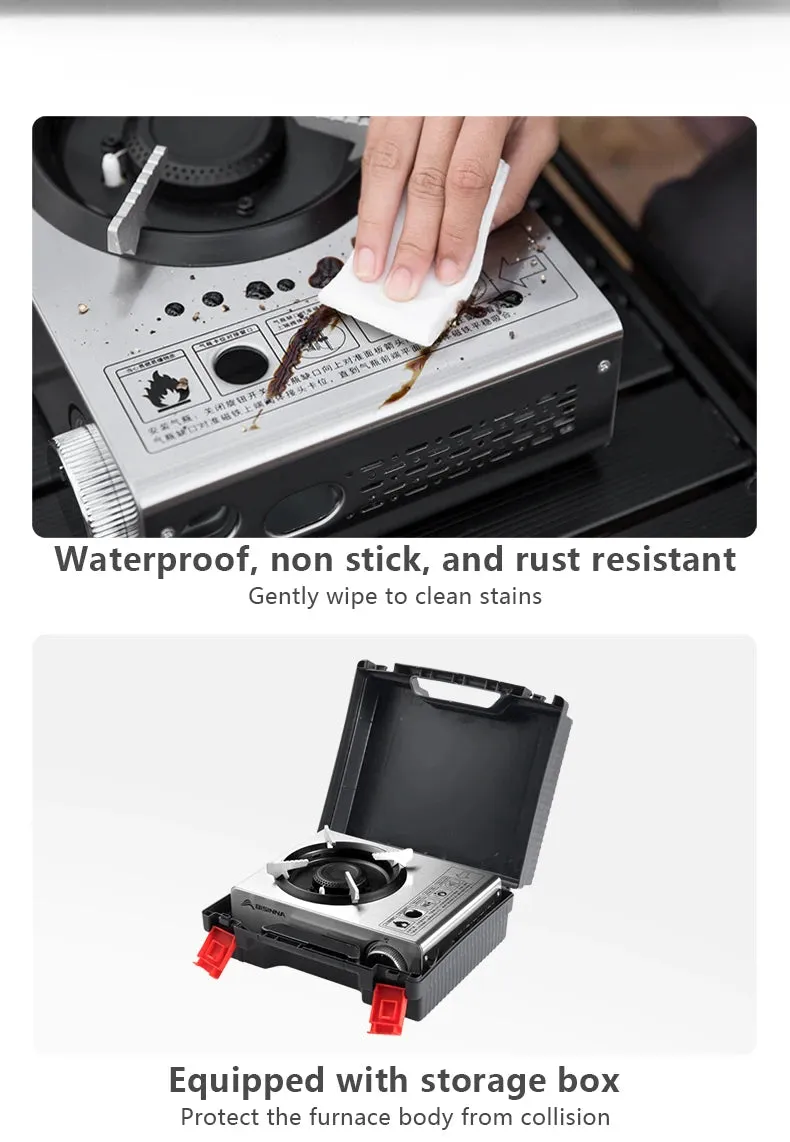 BISINNA Camping Gas Stove Portable Stainless Steel Gas Burner Cassette Furnace for Picnic Hiking Trips
