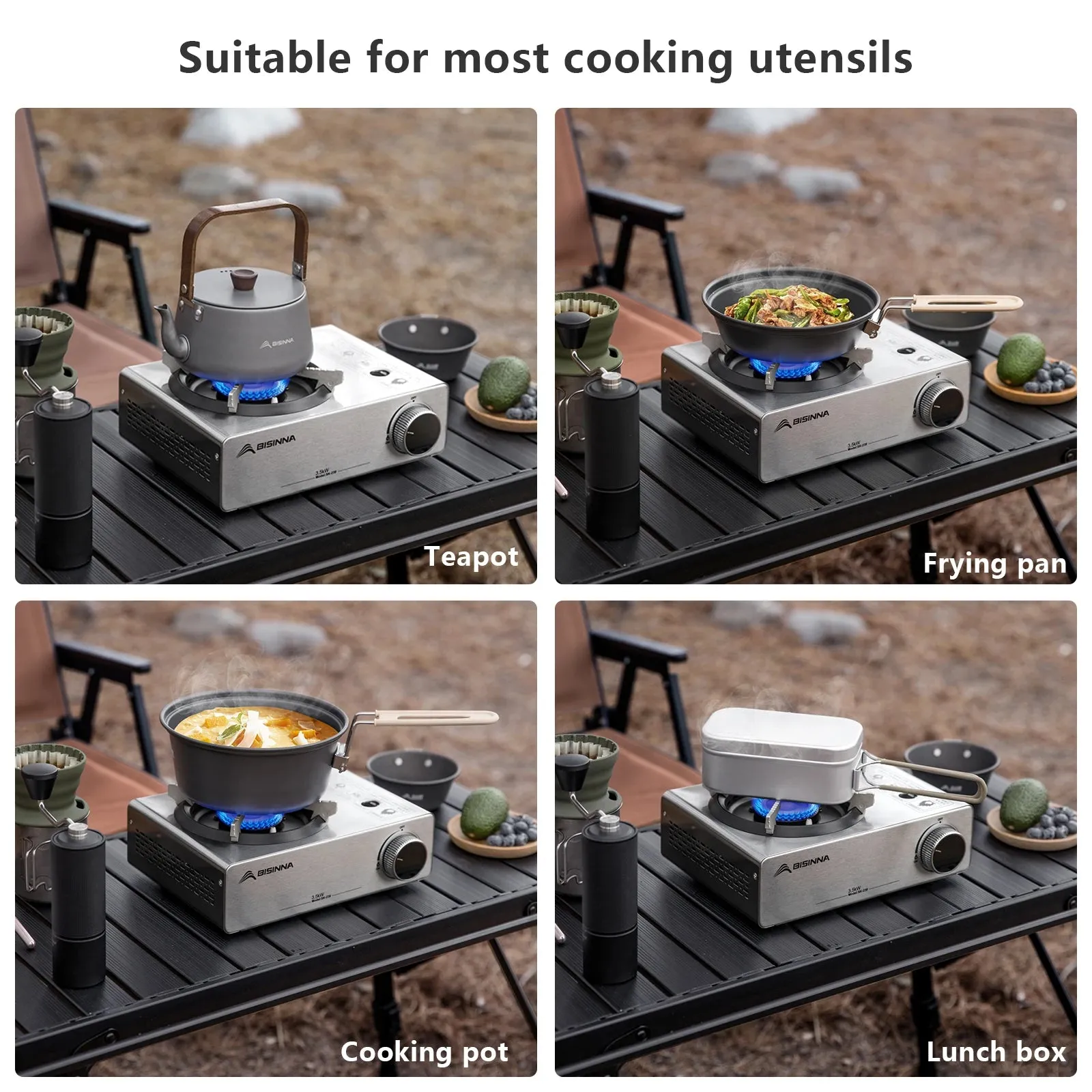 BISINNA Camping Gas Stove Portable Stainless Steel Gas Burner Cassette Furnace for Picnic Hiking Trips