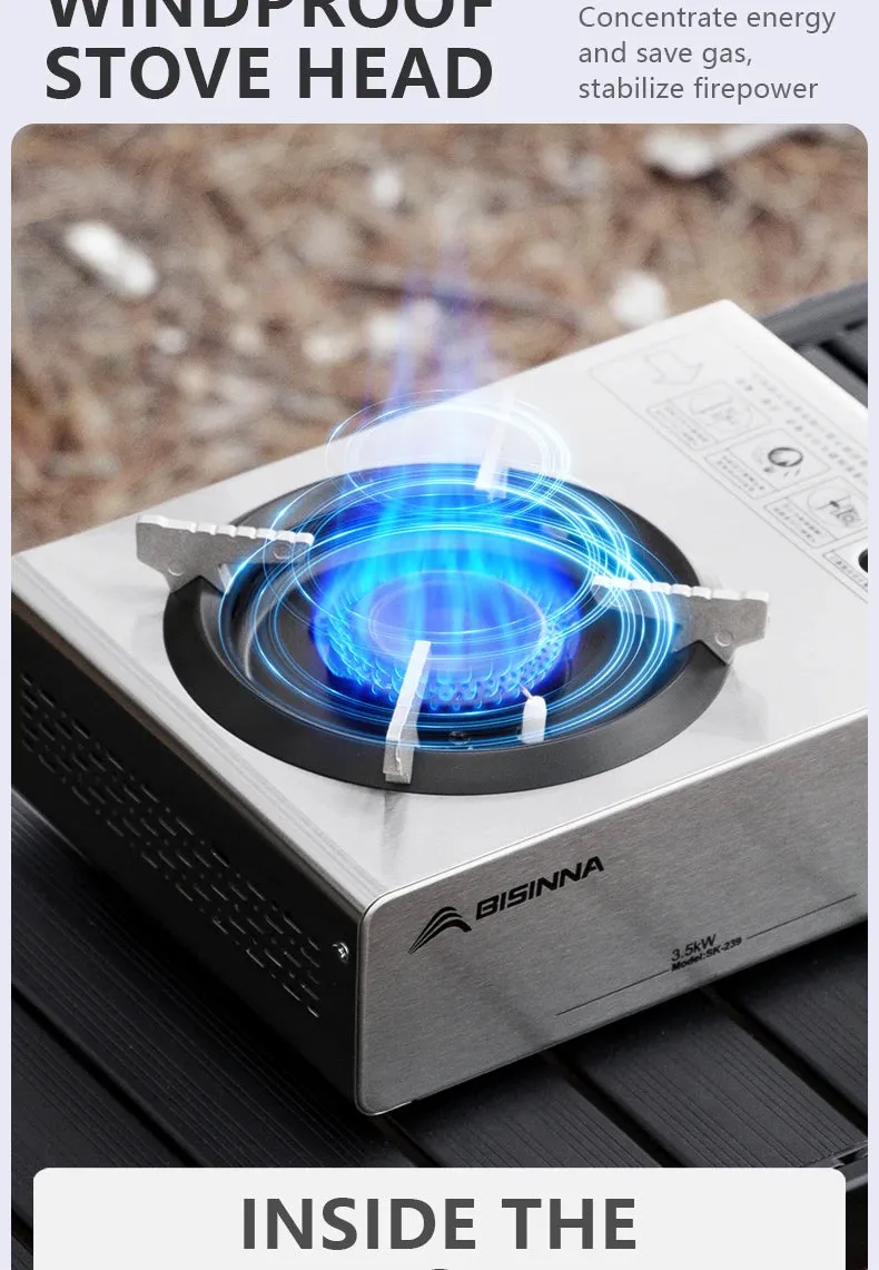 BISINNA Camping Gas Stove Portable Stainless Steel Gas Burner Cassette Furnace for Picnic Hiking Trips