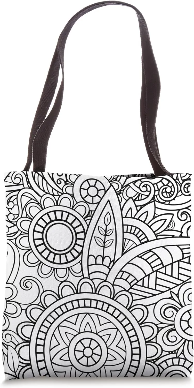 Black and White Choose Your Own Colors Abstract Floral Tote Bag