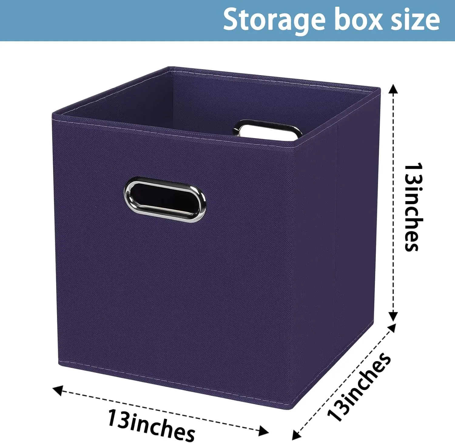 Black Fabric Cubby Storage Bins,13x13x13 Inches ,Cube Organizer Bin Foldable Storage Boxes with Dual Handles Fabric Organizer Box and collapsible Storage basket,Set of 6,Navy Blue