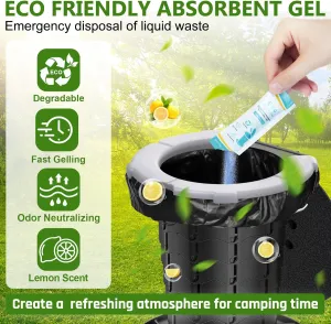 BLIKA 40 Count Camping Toilet Bags Eco Absorbent Gel Set, Toilet Replacement Bags with Toilet Powder, 8 Gallon, 30 Liter, Heavy Duty 1 Mil, Compostable Portable Toilet Bags for Camping Outdoor