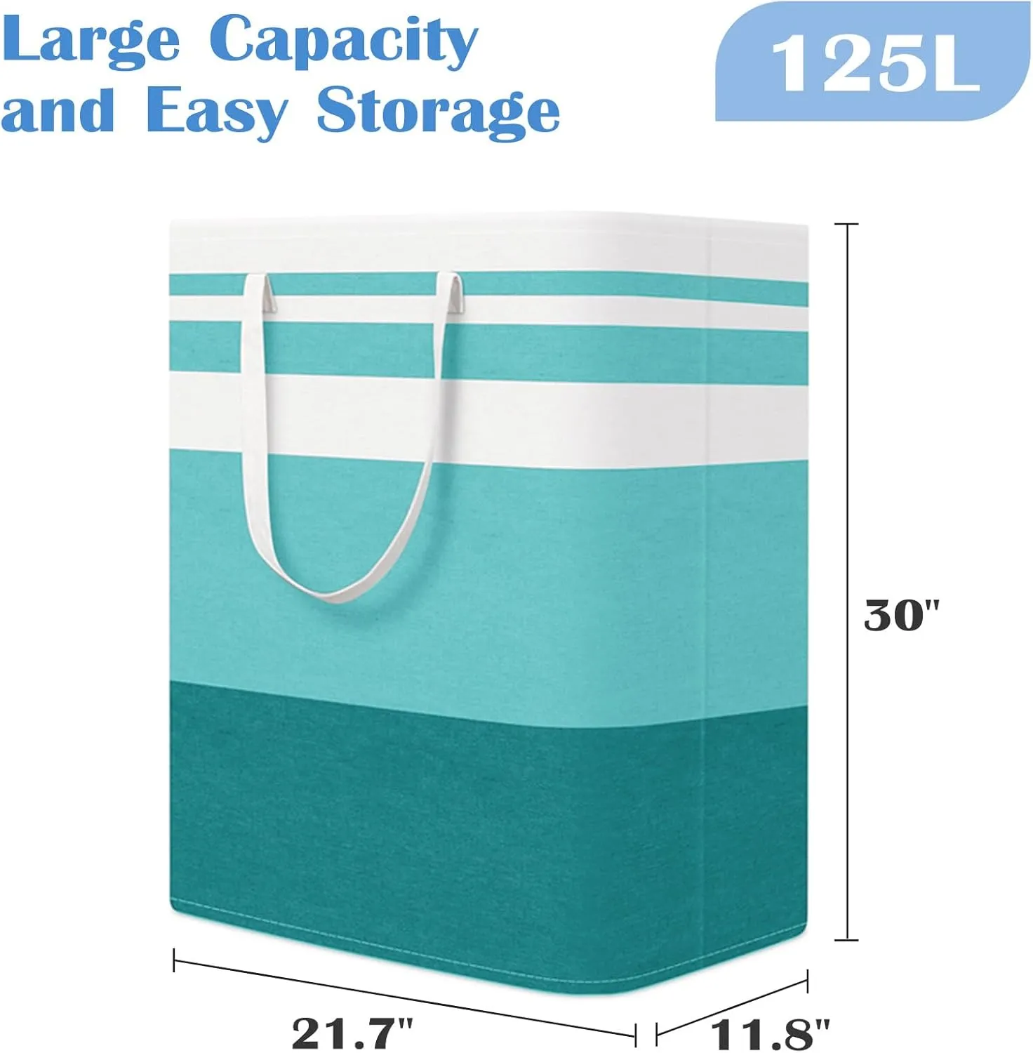 BlissTotes 3-Pack Laundry Basket, Freestanding＆Waterproof Laundry Hamper, Collapsible Tall Clothes Hamper with Easy Carry Handles for Clothes, Towels in the Family and Dorm,Gradient Green,125L