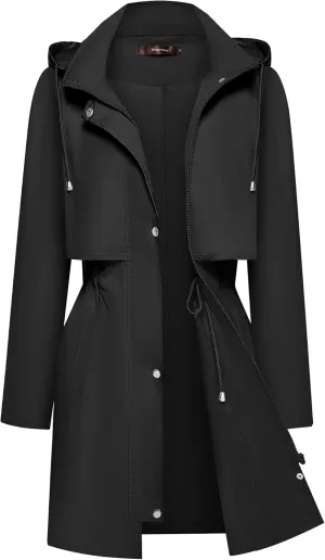 Bloggerlove Rain Jacket for Women Waterproof with Hood Trech Coat for Women Lightweight Raincoats Packable Windbreaker