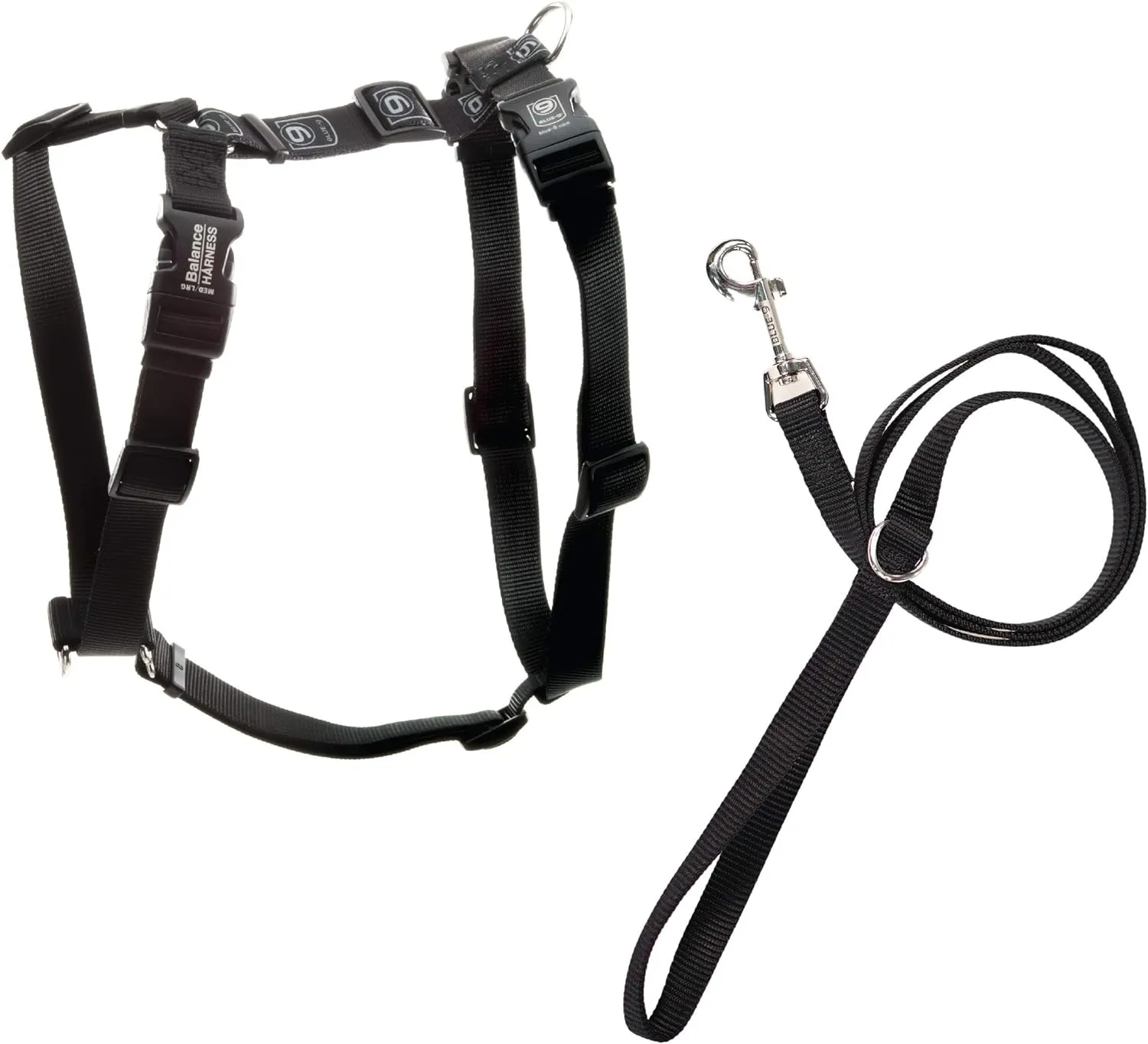 Blue-9 Pet Products No-Pull Balance Harness and Loose Leash Walking Set Dogs, Made in The USA, Black, X-Small