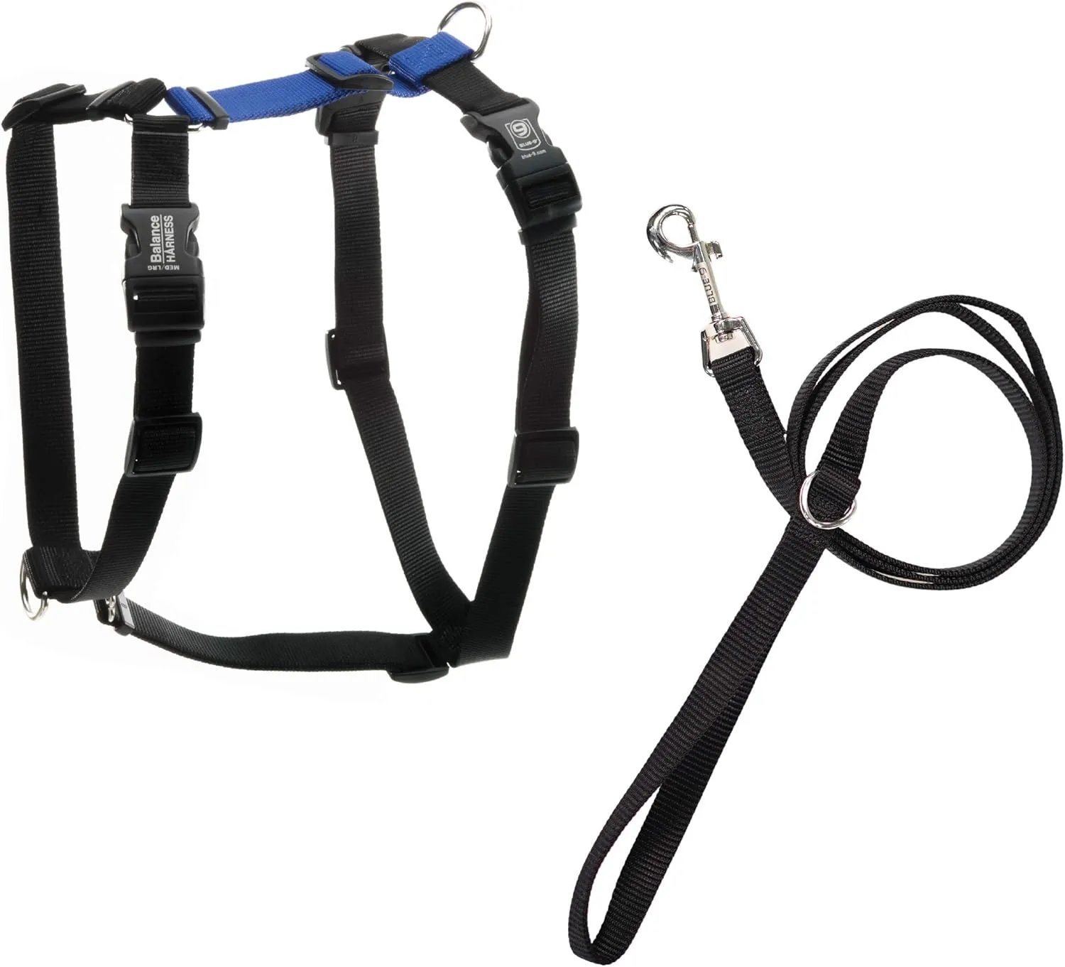 Blue-9 Pet Products No-Pull Balance Harness and Loose Leash Walking Set Dogs, Made in The USA, Blue, Medium