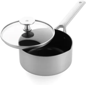Blue Diamond Cookware Tri-Ply Stainless Steel Ceramic Nonstick, 1.6 QT Saucepan Pot with Lid, PFAS-Free, Multi Clad, Induction, Dishwasher Safe, Oven Safe, Silver