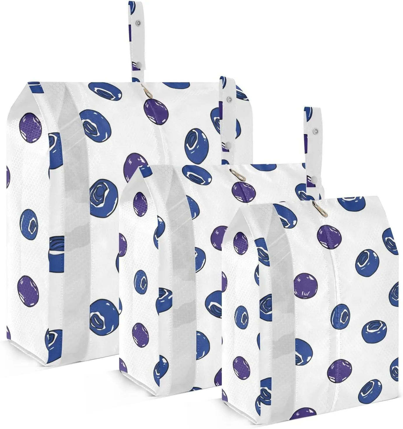 Blueberries Travel Storage Bag with Lanyard - Portable Lightweight Classified Storage Bag with Zipper, Dust and Waterproof Travel Packing Cube for Suitcase,3 Pieces