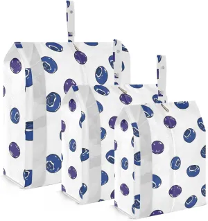 Blueberries Travel Storage Bag with Lanyard - Portable Lightweight Classified Storage Bag with Zipper, Dust and Waterproof Travel Packing Cube for Suitcase,3 Pieces