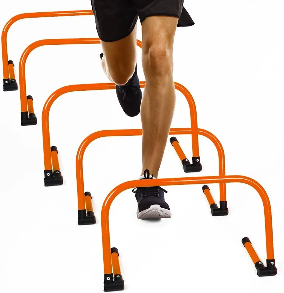 Body Sport Adjustable Athletic Speed Training Hurdles, Jumping & Speed Training Fitness Equipment, Hurdles for Track & Field, Basketball, Soccer & More, Set of 5