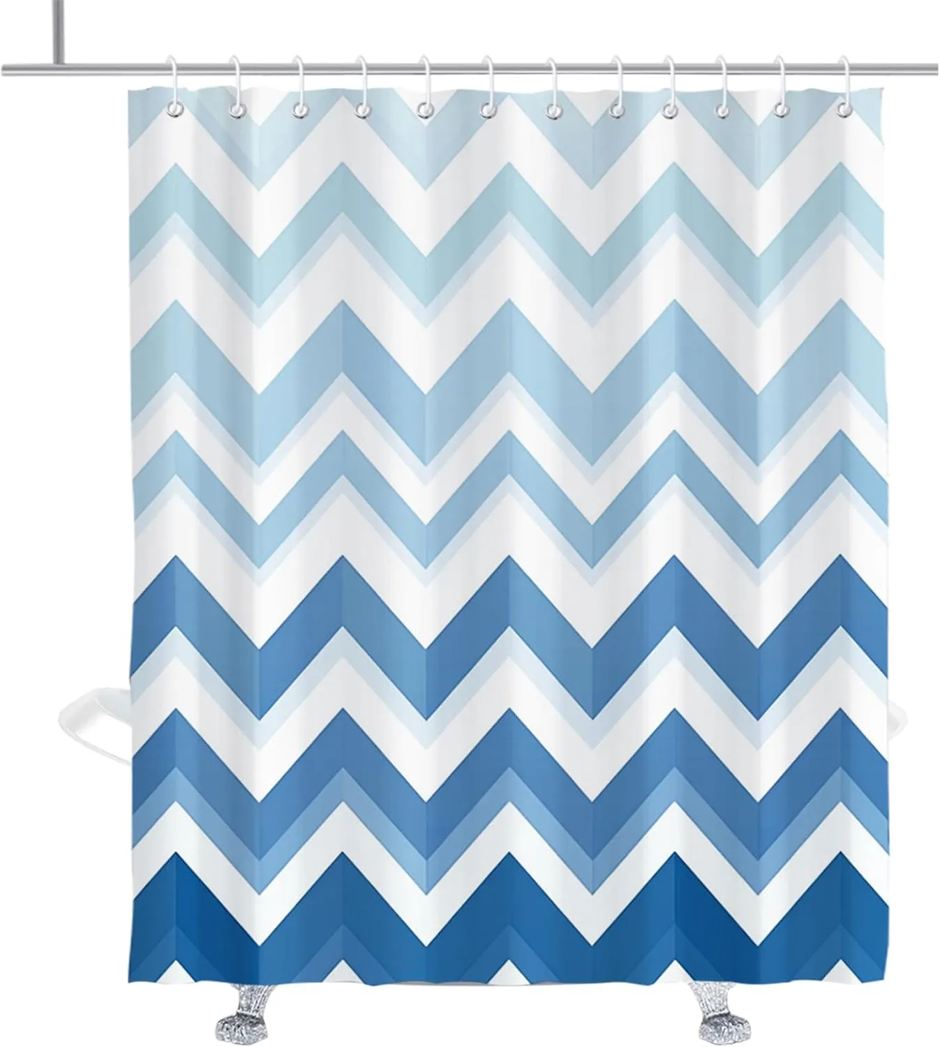 Boho Geometric Shower Curtain Luxury Gingham Stripe Shower Curtains for Bathroom Minimalist Striped Waterproof Bathroom Decor Accessory with Hooks 72" W × 84" H Blue White