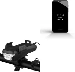 BoxWave Stand and Mount Compatible with Purism Librem 5 Evergreen - Solar Rejuva Bike Mount (4000mAh), Bike Mount with Solar Power Bank, Lights, and Horn - Jet Black
