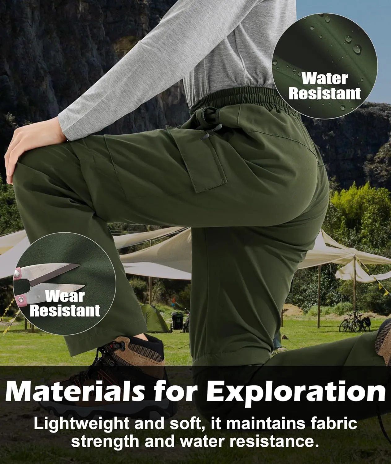 Boys Hiking Cargo Pants Kids Convertible Lightweight Quick Dry Girls Outdoor Waterproof Zip Off School Trousers