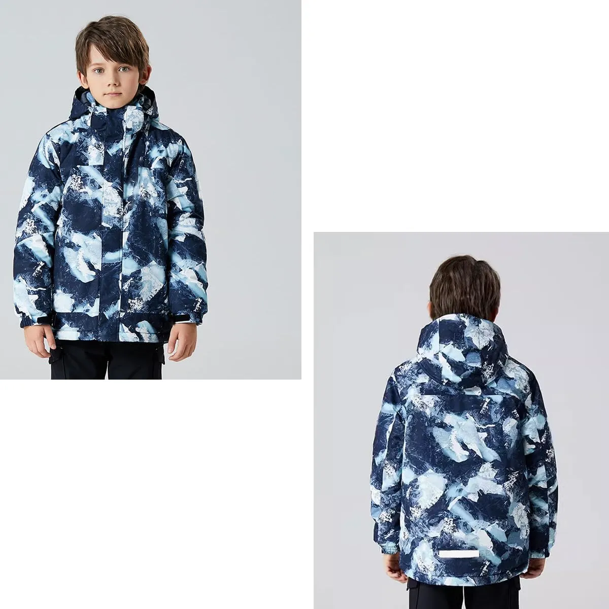Boys Waterproof Ski Jacket Warm Winter Fleece Snow Coat Kids Outdoor Hooded Snowboard Jacket