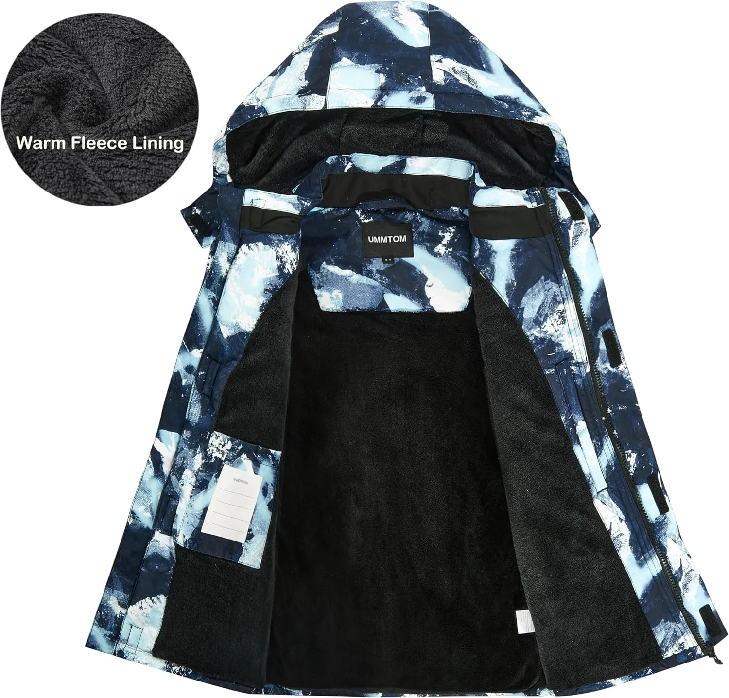 Boys Waterproof Ski Jacket Warm Winter Fleece Snow Coat Kids Outdoor Hooded Snowboard Jacket