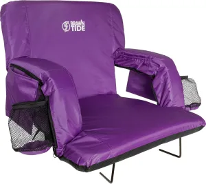 BRAWNTIDE Stadium Seat with Back Support - Comfy Cushion, Thick Padding, 2 Steel Bleacher Hooks, 4 Pockets, 2 Cup Holders, Reclining Back, Ideal Chair for Sport Events, Beaches, Camping, Concerts