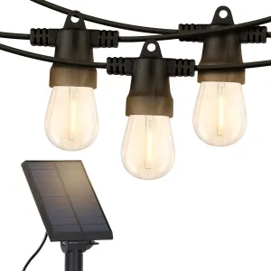 Brightech Ambience Pro Solar Powered Outdoor String Lights - Commercial Grade Patio Lights with 48 Ft Edison Bulbs - Shatterproof LED Solar Lights for - 1W LED, Warm White Light