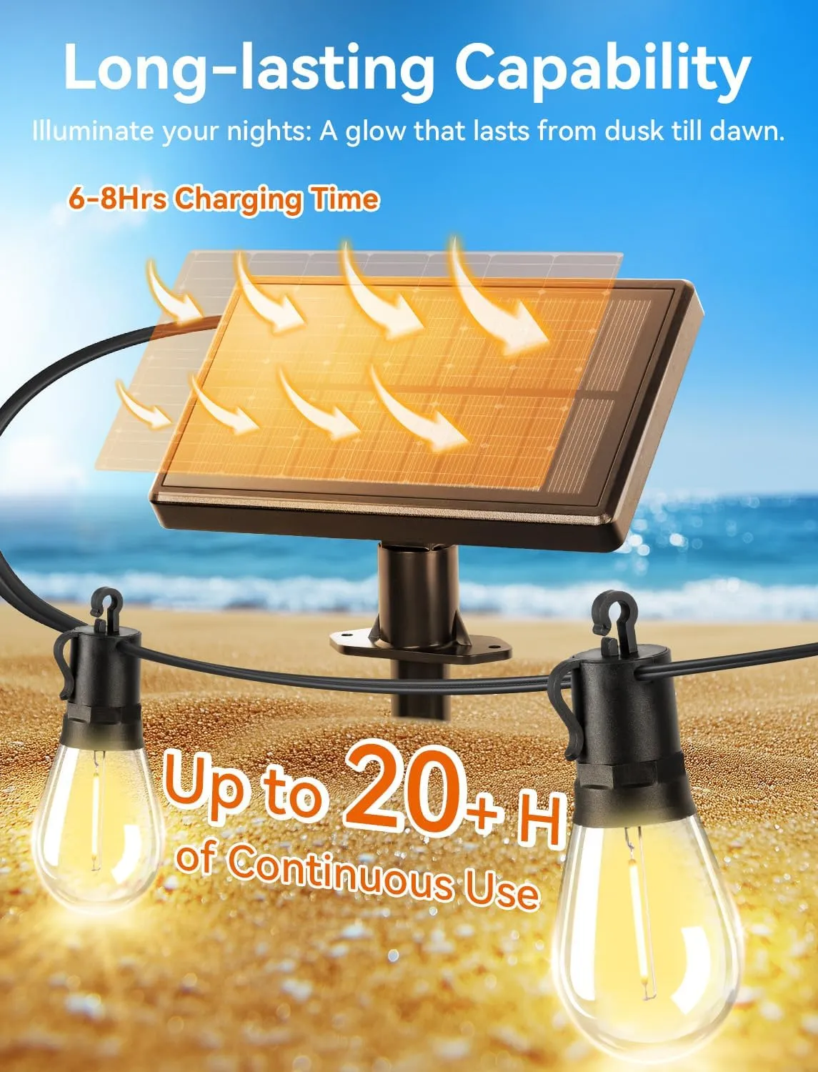 Brightever Solar String Lights for Outside with Remote, 150FT Commercial Grade Patio Lights with 45 3 LED Shatterproof Bulbs, 3 Light Modes Dimmable Hanging Light for Backyard Garden, Dimmable